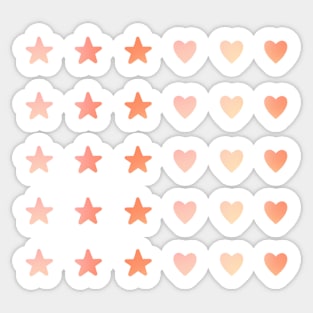 Back to School Pink and Coral Gradient Hearts and Stars Sticker